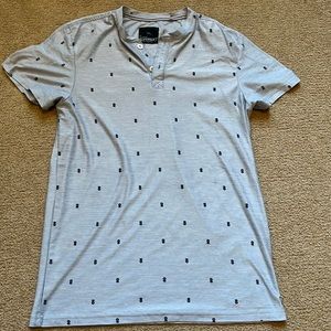 Bruno Milano supersoft light heather blue Henley with pineapple print